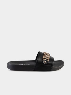 Women's Sissy Boy Black Hardware Slides