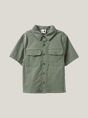 Cotton On Kids Boy Green Russell Shorts Sleeve Shirt