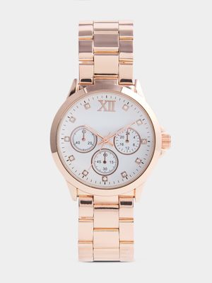 Women's Rose Gold Metal Link Watch