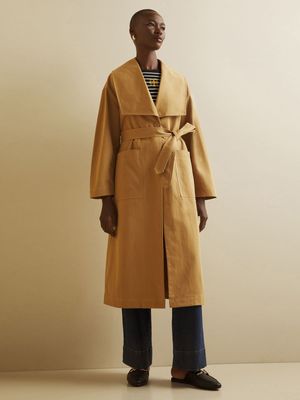 Women's Iconography Shawl Collar Trench Coat