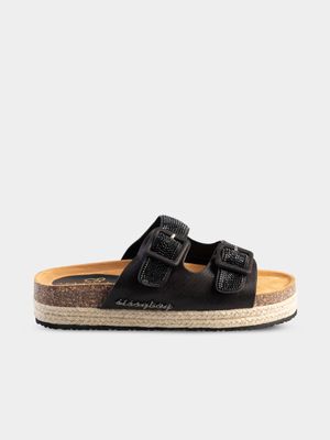 Women's Sissy Boy  Black Espadrille With Diamantes Slides