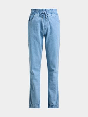 Jet Younger Boys Light Wash Denim Cuffed Jogger