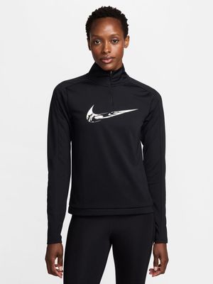 Womens Nike Swoosh Dri-FIT 1/4-Zip Running Black Mid Layer