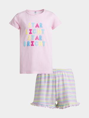 Jet Younger Girls Multicolour Star Light Striped Pyjama Set