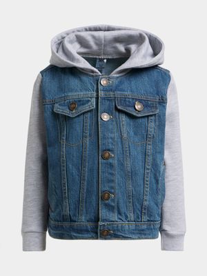 Jet Younger Boys Blue Hooded Denim Jacket