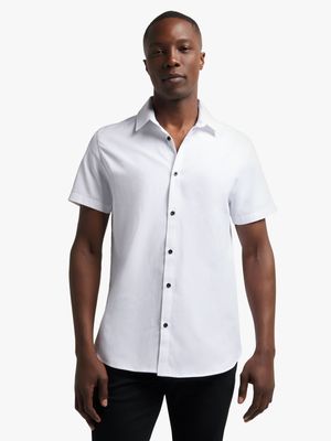 Jet Men's White Dobby Textured Shirt