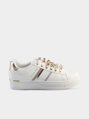 Women's Sissy Boy White & Gold SB Sneakers