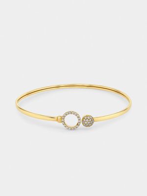 Sterling Silver & 9ct Gold Cubic Zirconia Bangle