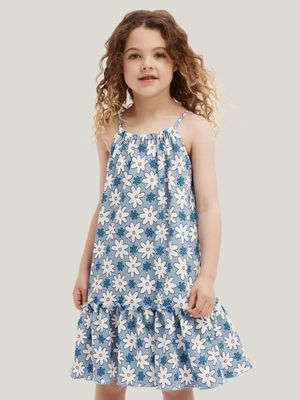 Cotton On Kids Girl Blue Hallie Tiered Dress