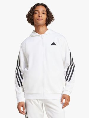 Mens adidas Future Icons 3-stripes Full Zip White Hoodie