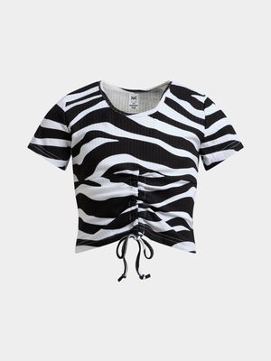 Jet Younger Girls Black/White Animal Rib T-Shirt