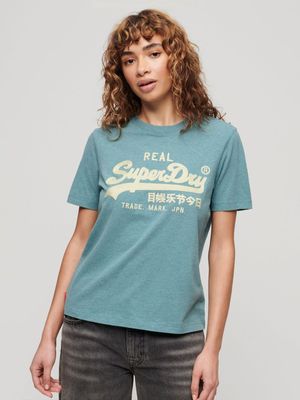 Women's Superdry Blue Embroidered Vl Relaxed T-Shirt