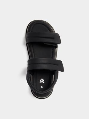 Jet Older Girls Black Velcro Sandals