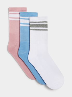 Jet Women's Multicolour 3 Pack Sport Socks