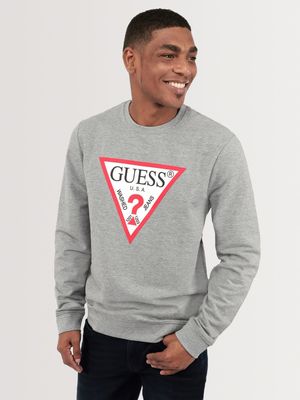 Men's Guess Grey Audley Marble Heather Fleece Sweatshirt