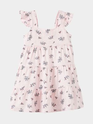 Cotton On Baby Pink Annie Woven Ruffle Sleeve Tiered Dress