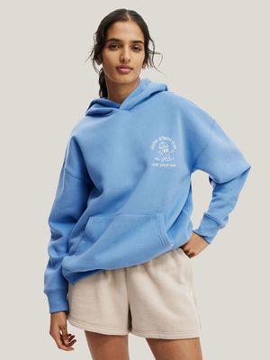 Women's Cotton On Blue Plush Premium Graphic Hoodie