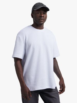 Men's White Textured T-Shirt