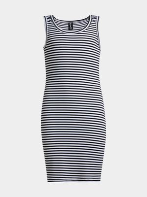 Jet Older Girls Black/White Ribbed Dress