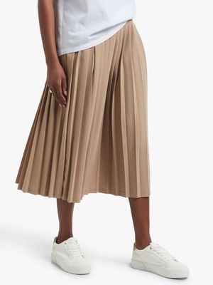 Jet Women's Taupe Pleated Basque Skirt