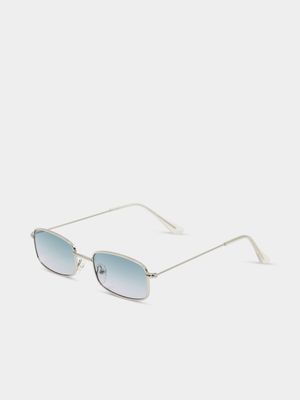 Men's Markham Ocean Rectangular Silver Sunglasses