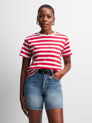 Jet Women's Red/White Striped T-Shirt