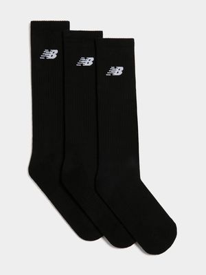 New Balance Unisex 3 Pack Crew Black Socks