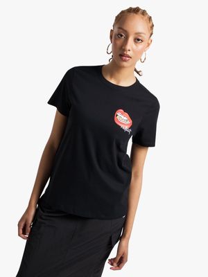 Redbat Women's Black Graphic T-Shirt