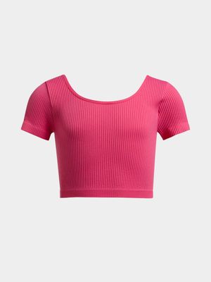 Jet Older Girls Pink Cap Sleeve Seamless Top