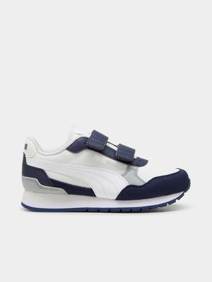 Junior Pre-School Puma ST Runner White/Navy/Grey Sneakers