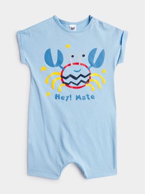 Jet Infant Boys Light Blue Happy Sea Crab Romper