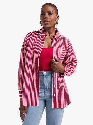 Women's Red & White Striped Shirt