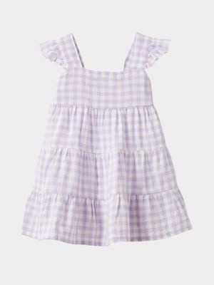 Cotton On Baby Purple Annie Woven Ruffle Sleeve Tiered Dress