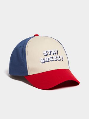 Boy's Blue & Red Colour Block Peak Cap