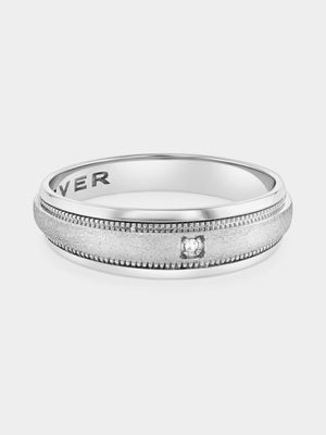 White Gold Lab Grown Diamond Forever Satin Soilitaire Wedding Band