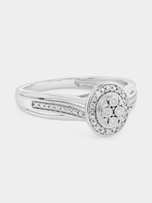 Sterling Silver Lab Grown Diamond Oval Halo Ring