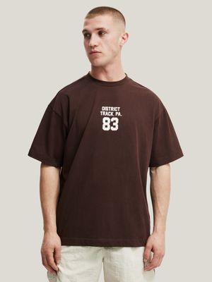 Men's Cotton On Brown Box Fit College T-Shirt