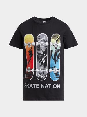 Jet Younger Boys Black Skate Nation T-Shirt