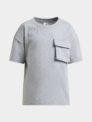 Jet Younger Boys Grey Melange Pocket T-Shirt