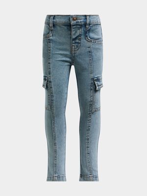 Jet Younger Girls Light Wash Cargo Jeans