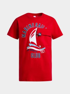 Jet Younger Boys Red Marine Pocket T-Shirt