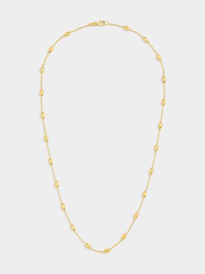 Yellow Gold Oval Bead Station Chain