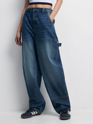 Women's Medium Wash Carpenter Barrel Jeans