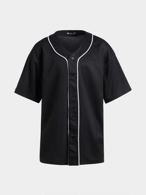 Jet Older Boys Black Birdseye Baseball Shirt