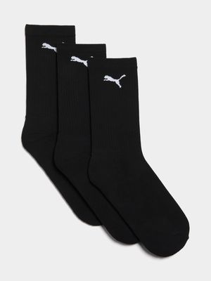 Puma Unisex 3 Pack Crew Black Socks