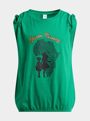 Jet Younger Girls Green African Princess Tie Vest T-Shirt