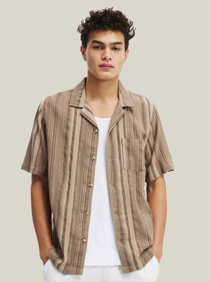 Men's Cotton On Natural Riviera Short Sleeve Shirt