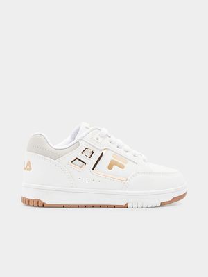 Junior Grade-School Fila Parker White/Gold Sneakers