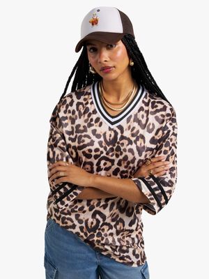 Women's Animal Print Oversized Top