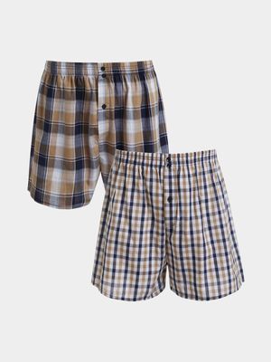 Jet Men's Multicolour 2 Check Boxer Shorts